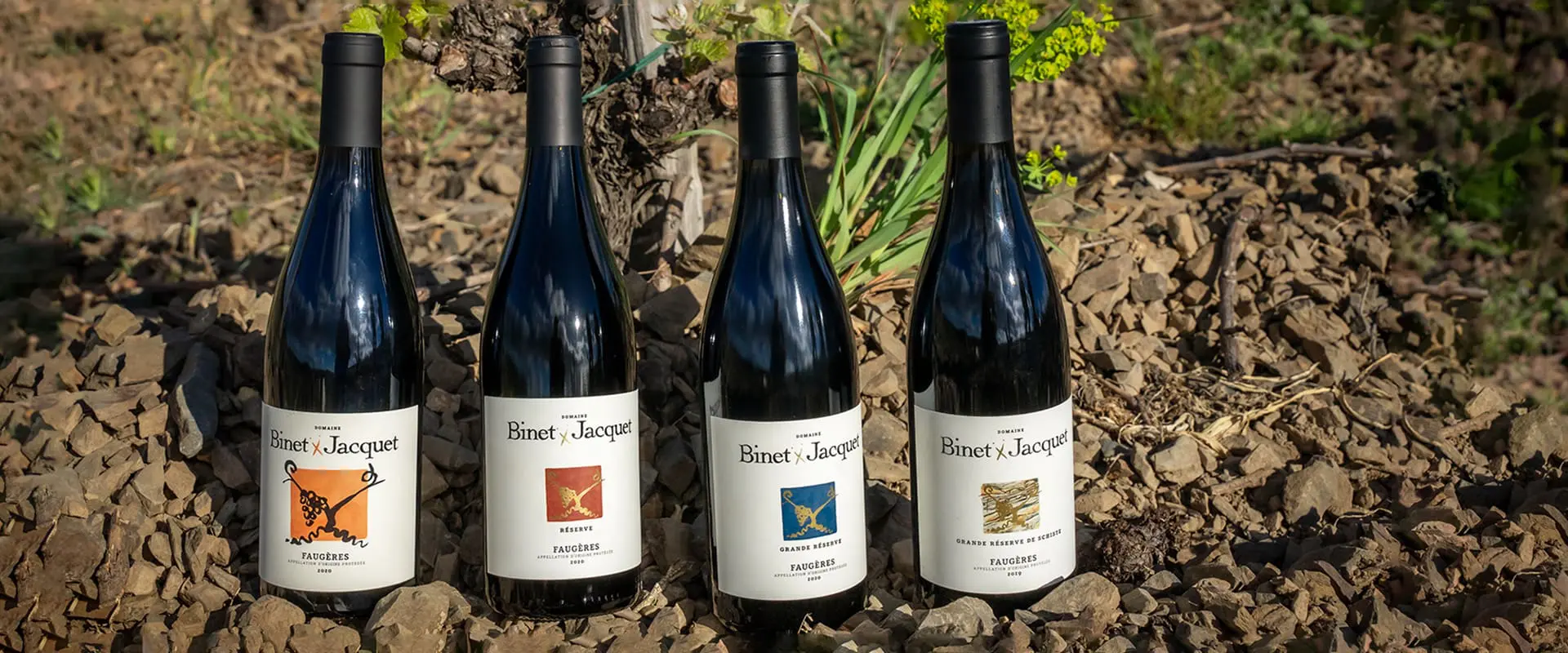 La gamme des vins de Binet Jacquet AOP Faugères en biodynamie